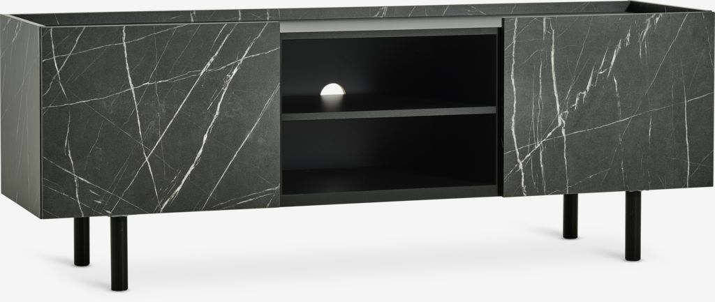 TV bench KRONDAL 2 doors black marble colour - Amazon