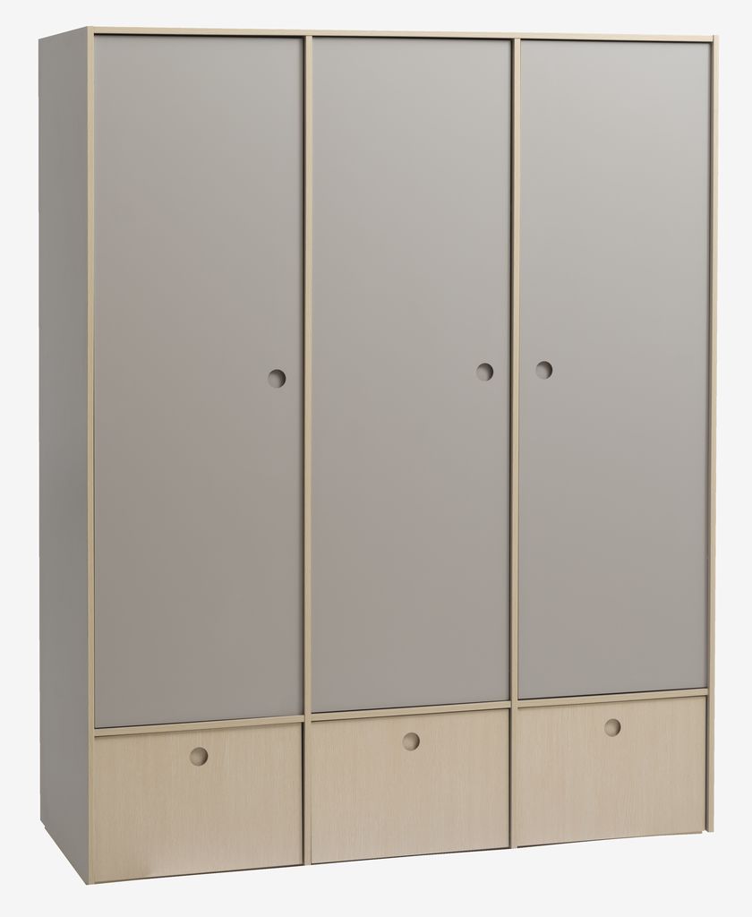 Wardrobe ANNISSE 160x200 3 doors grey/natural - Amazon