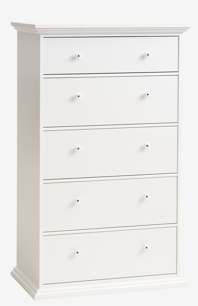 5 drawer chest FREDENSBORG white - Amazon
