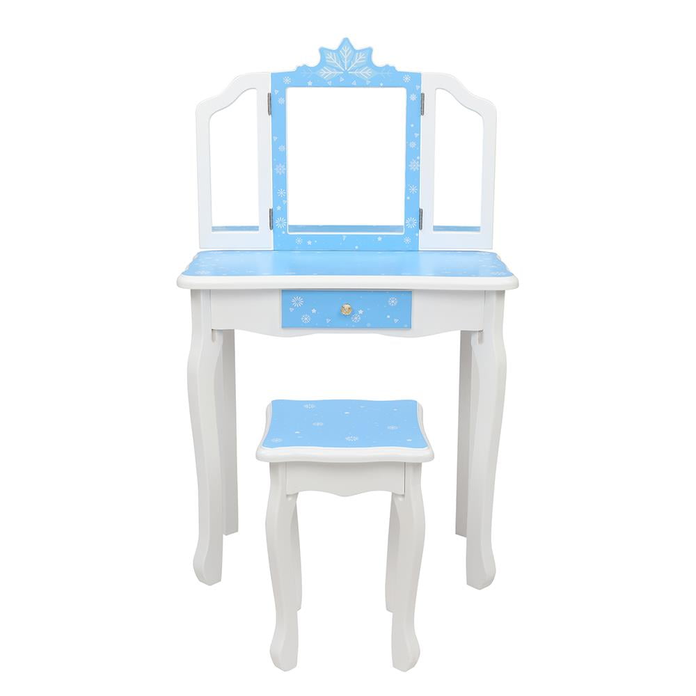 Lowest Prices - BaytoCare Kids Vanity Table Wooden Dressing Table with Stool and Drawer - Amazon