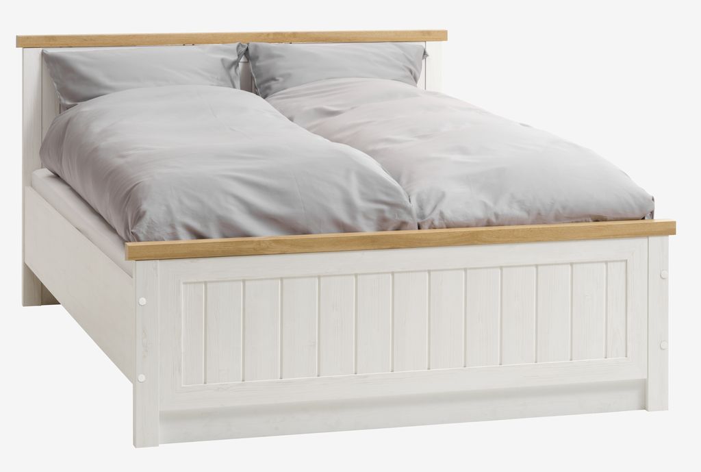 Bed frame MARKSKEL Double oak/white - Amazon