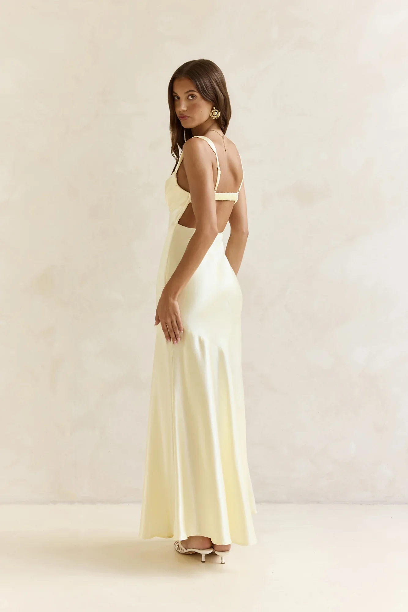 Wish From An Angel Satin Maxi Dress Yellow