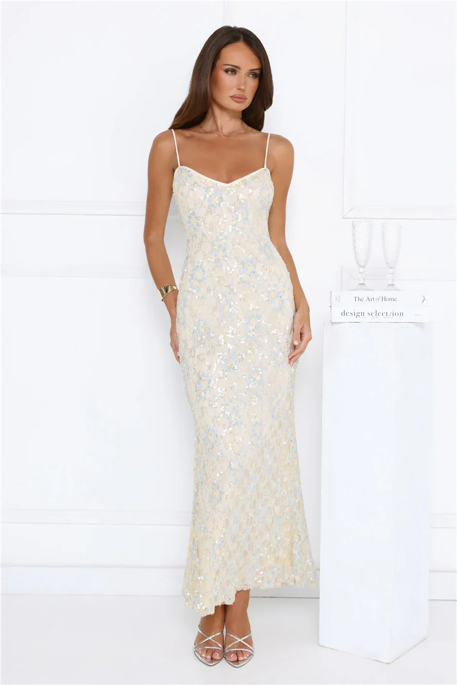 She's Always Right Lace Maxi Dress Yellow