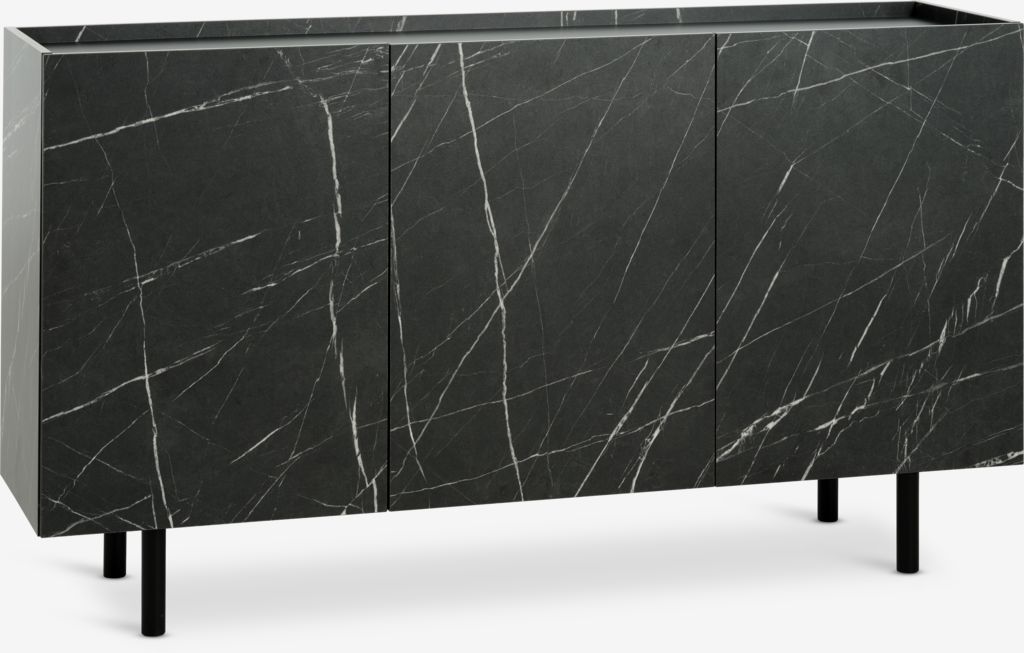 Sideboard KRONDAL 3 doors black/marble colour - Amazon
