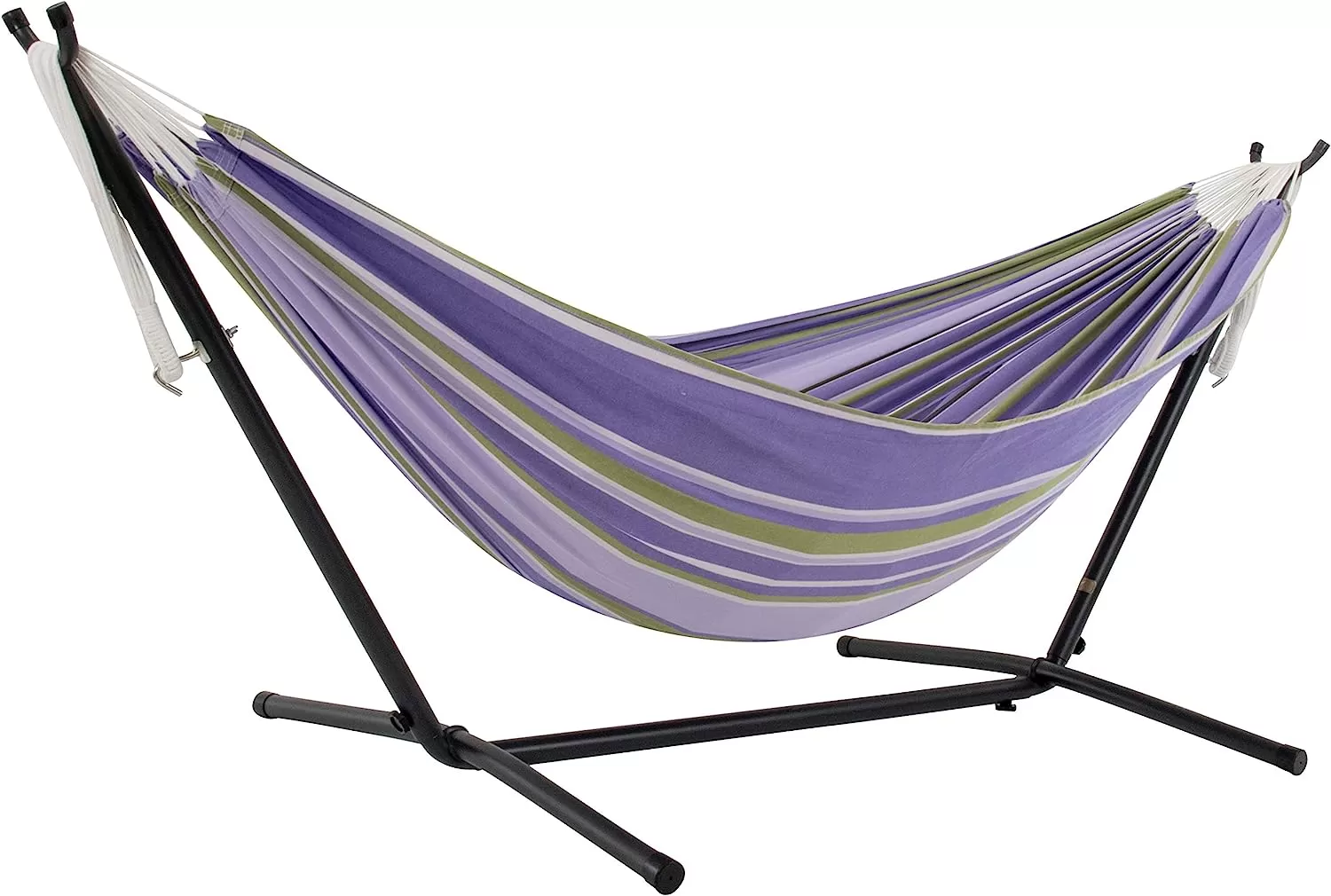 Double Cotton Hammock with Space Saving Steel Stand, Tropical (450 lb Capacity - Premium Carry Bag Included) - Amazon