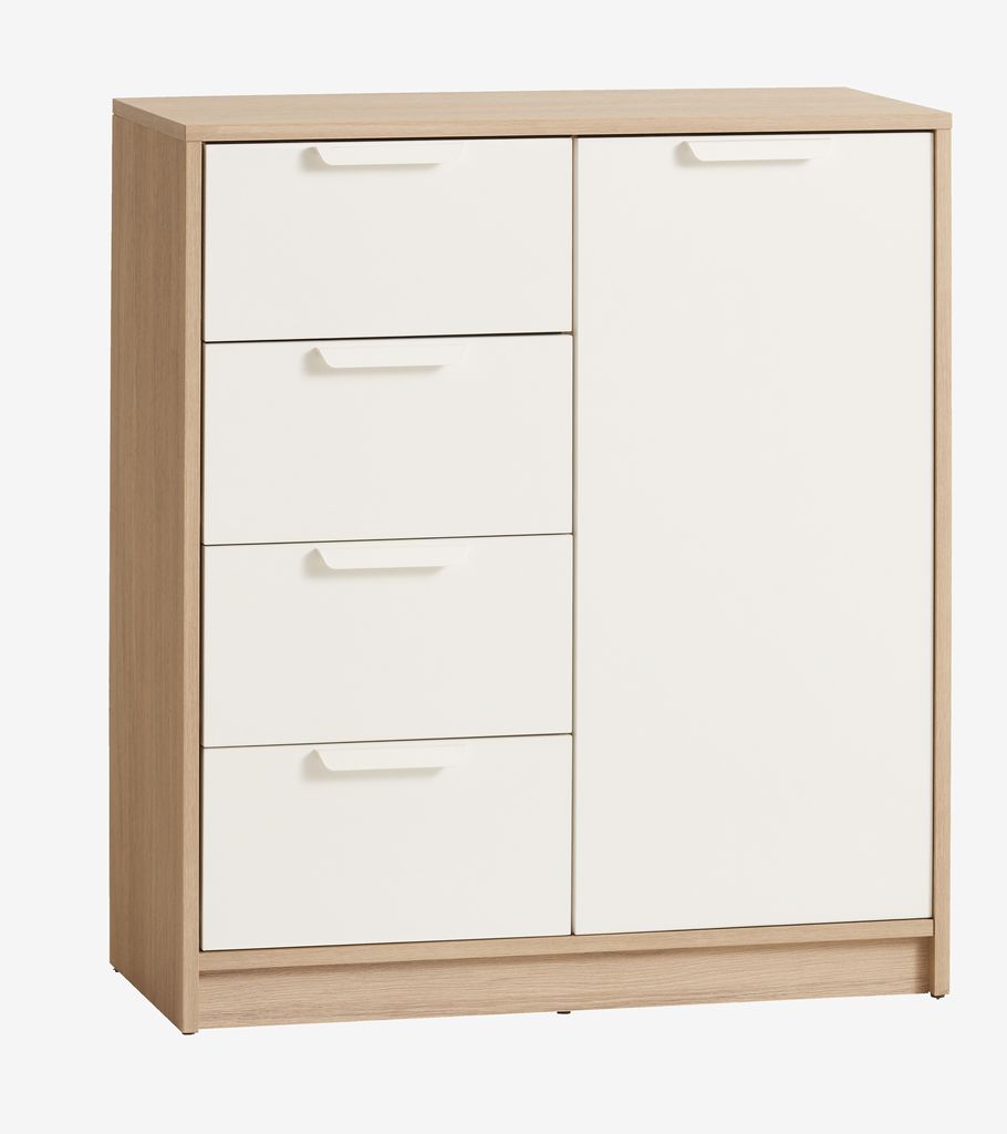 4 drawer 1 door chest JENSLEV oak/white - Amazon