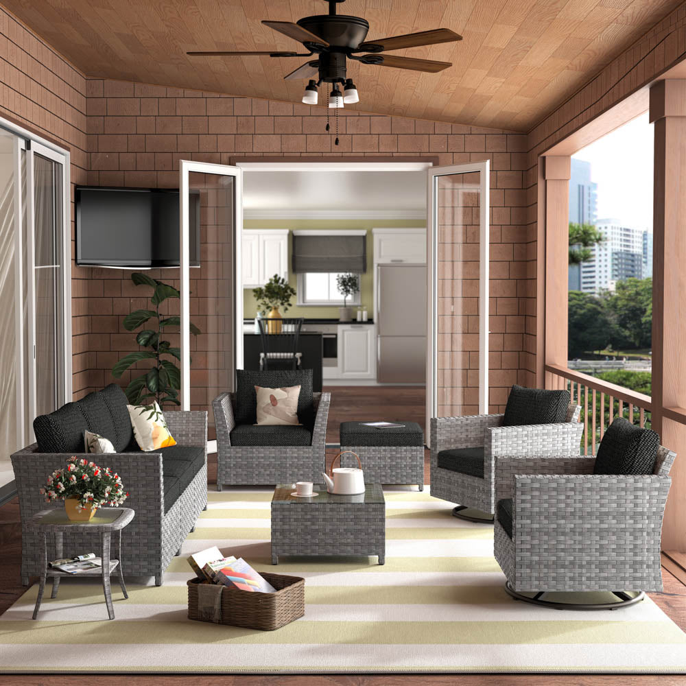 New Rimaru Series Patio Furniture Set  9-Piece include Swivel Chairs Set Partially Assembled - Amazon