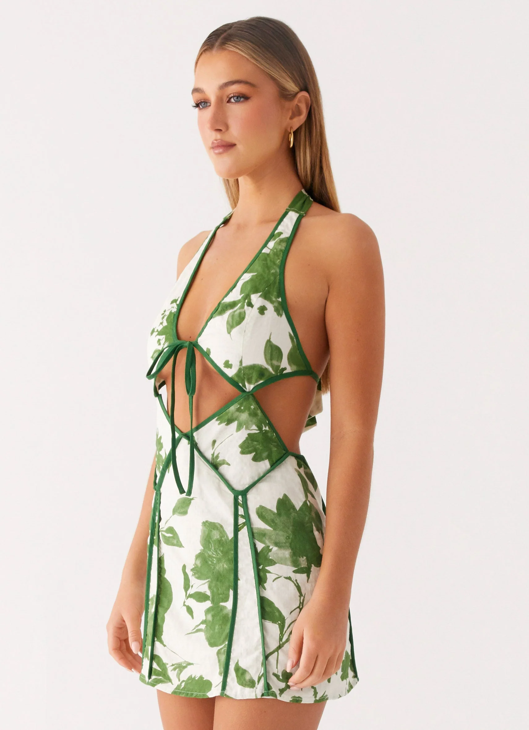 Sonnet Cotton Mini Dress - Verdant Bloom