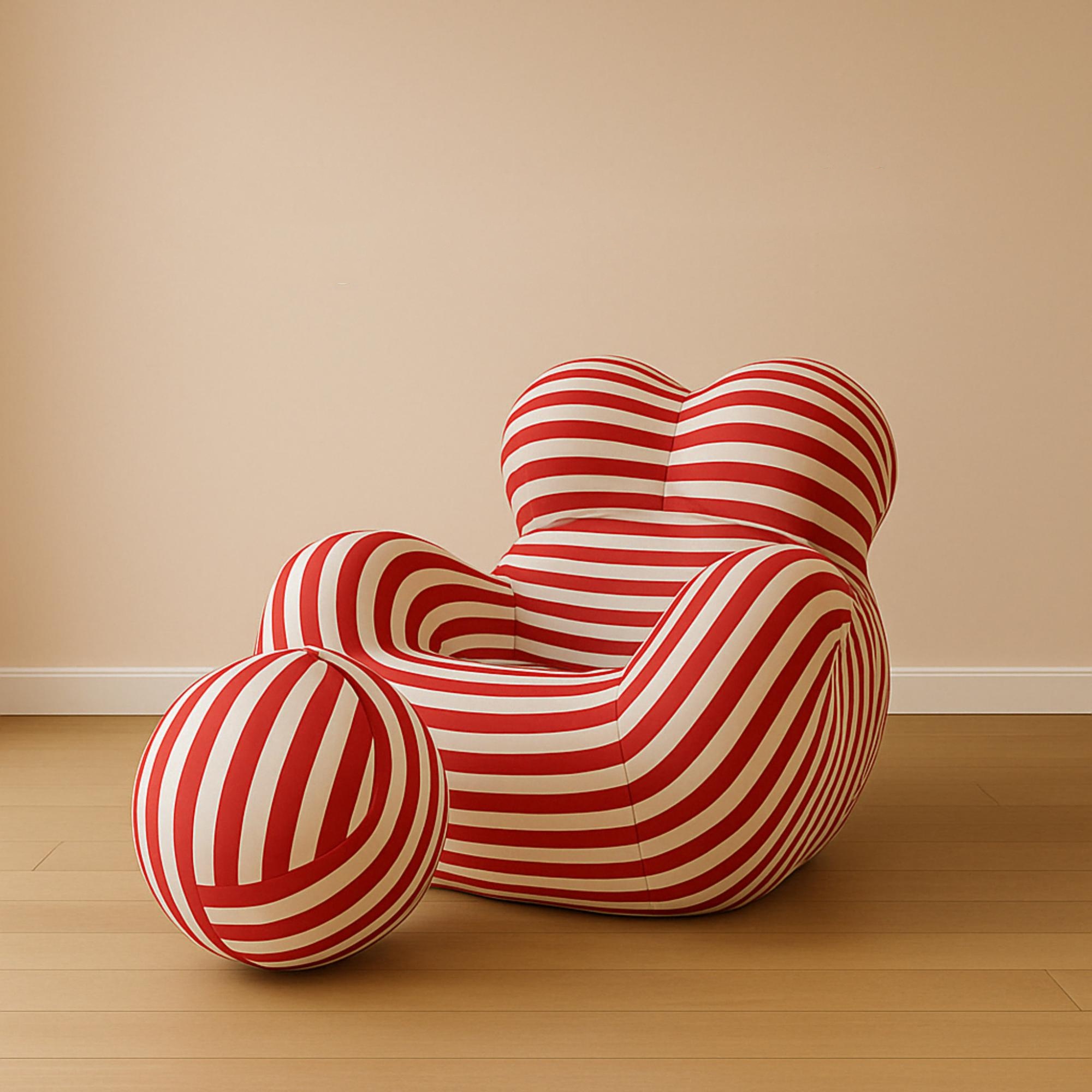 Striped Microfiber Armchair with Ottoman - Amazon