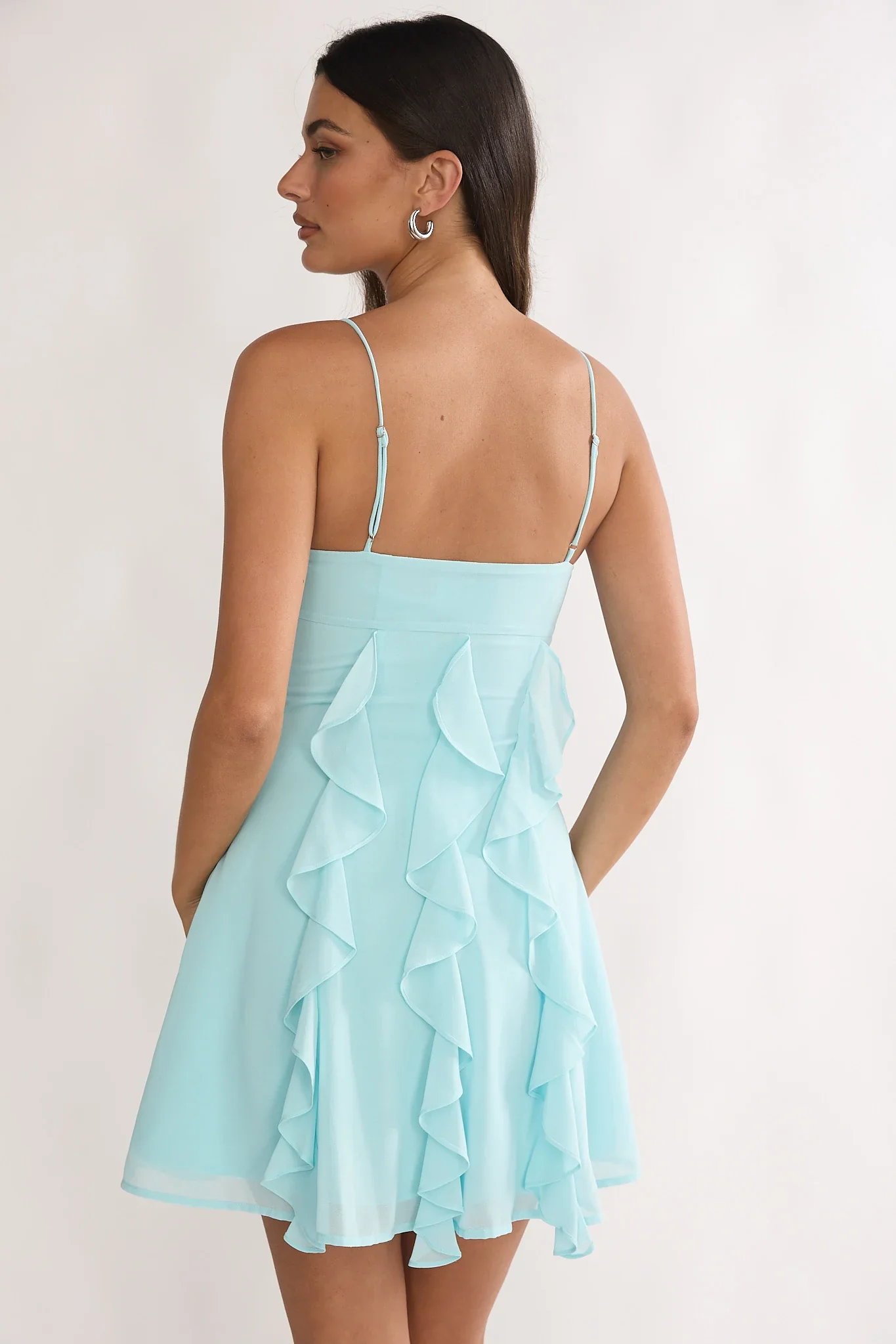 Katalia Ruffle Mini Dress Aqua