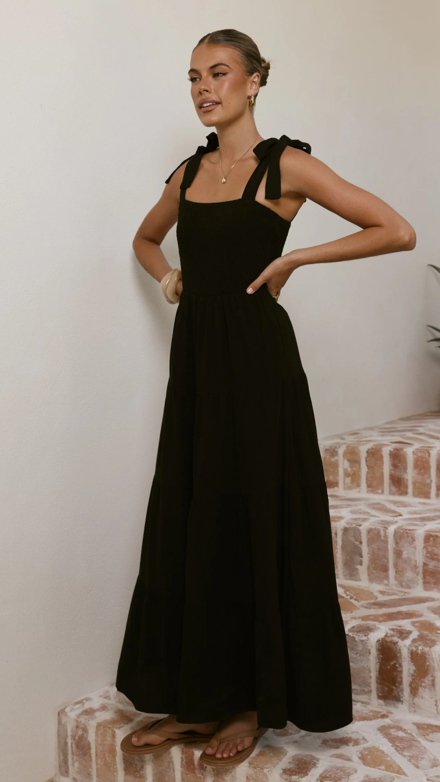 Carlina Tiered Maxi Dress - Black