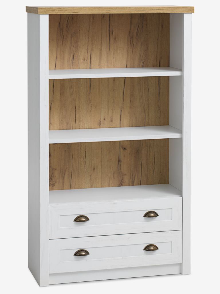 Bookcase MARKSKEL 2 drawers white/oak colour - Amazon