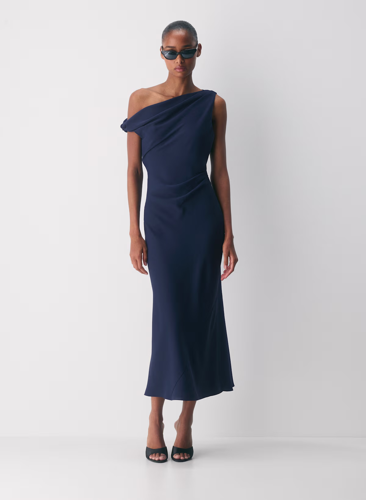 Klea Dress- Matte satin cowlneck maxi dress