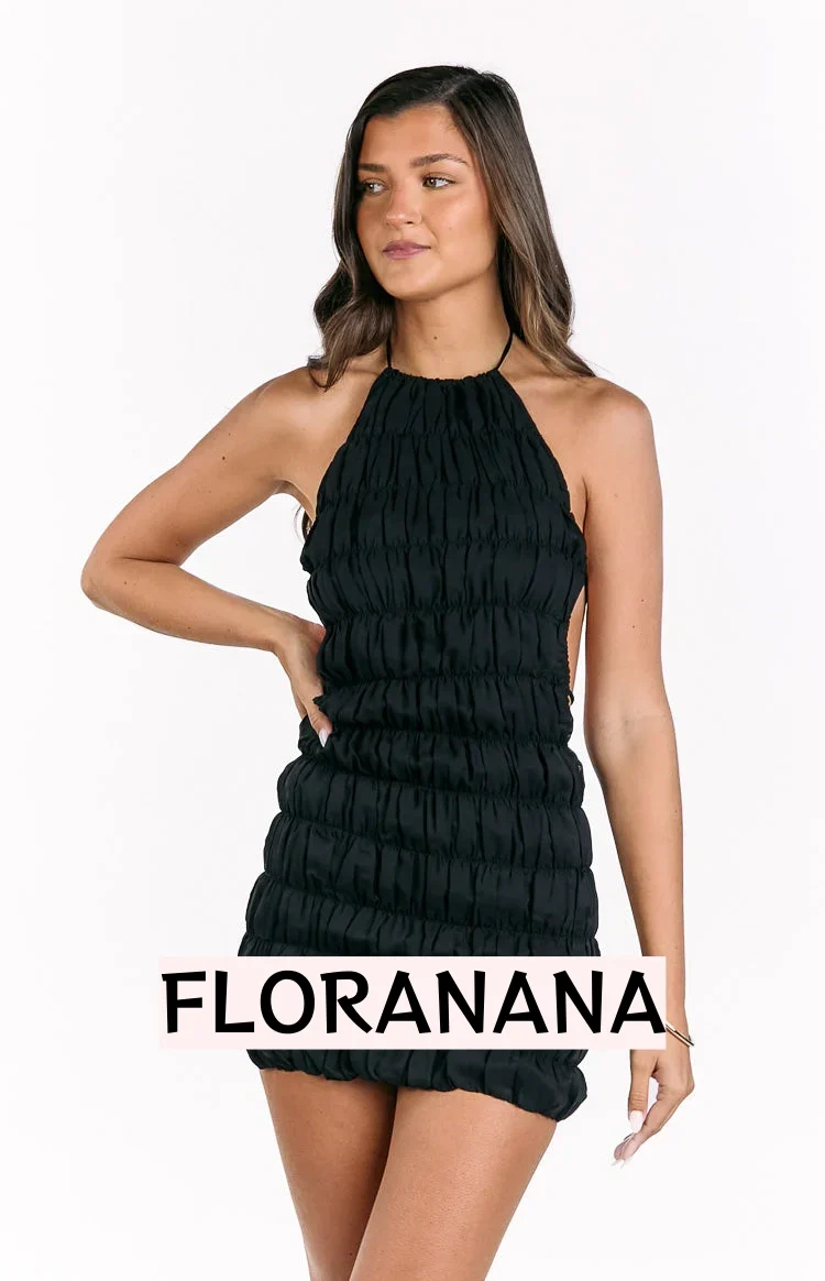 Amory Black Halter Party Mini Dress