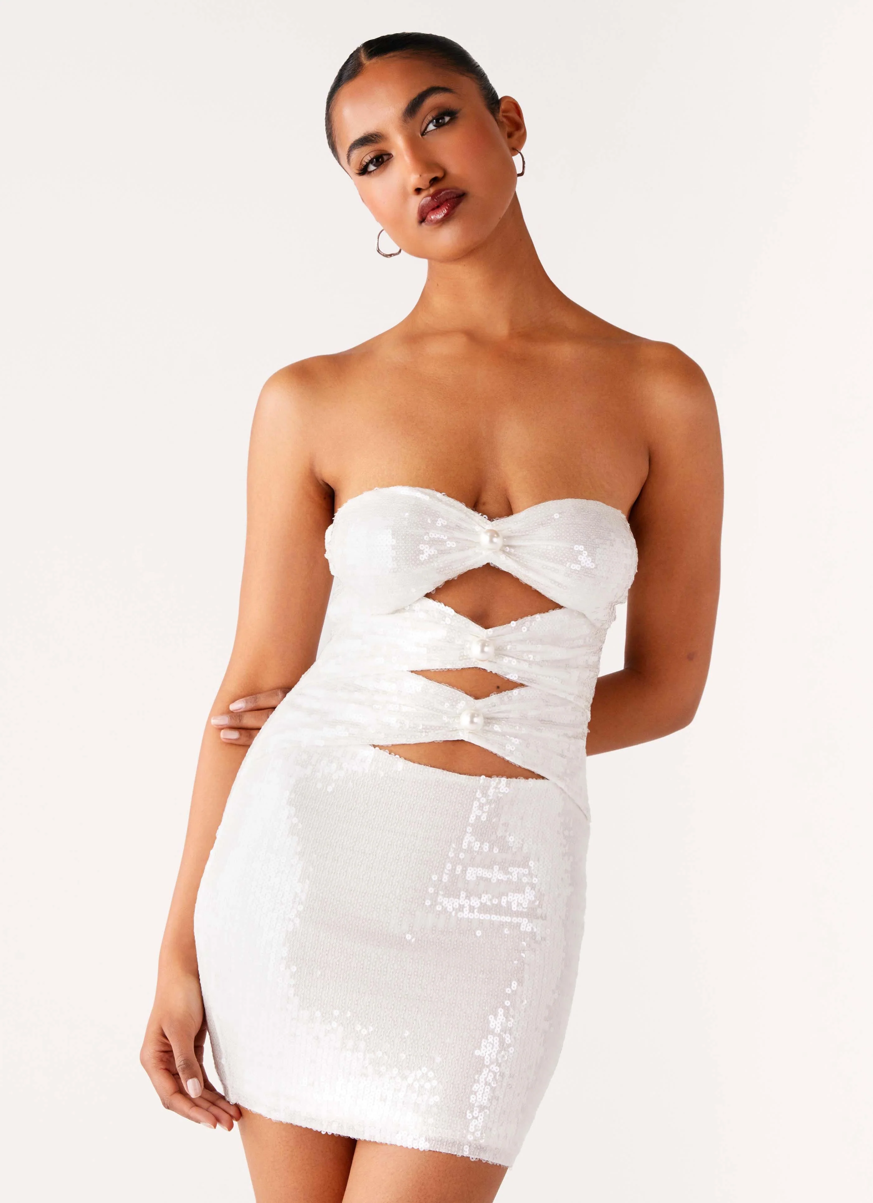Clyra Sequin Mini Dress - Ivory