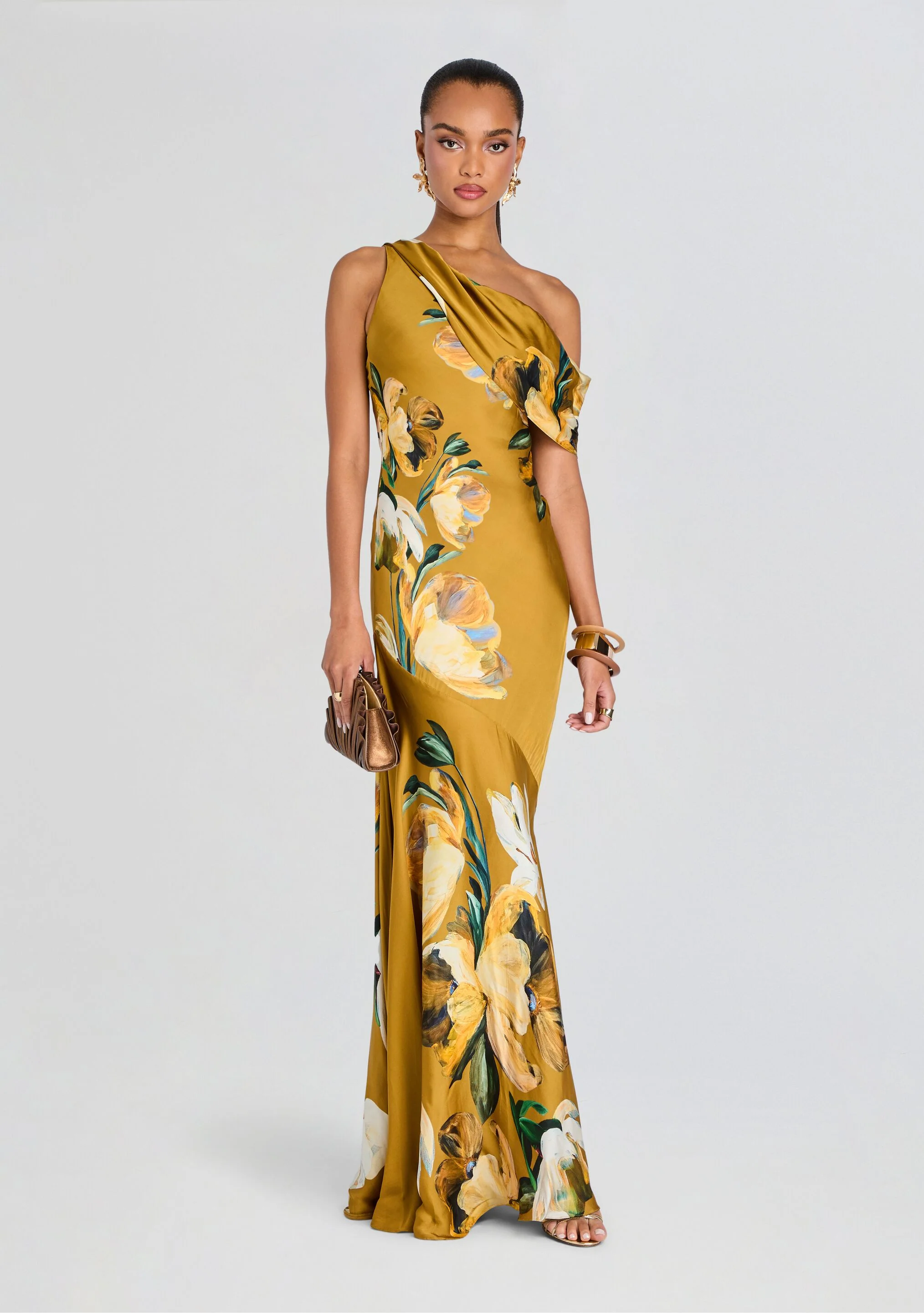 Erica One Shoulder Cowl Maxi Dress