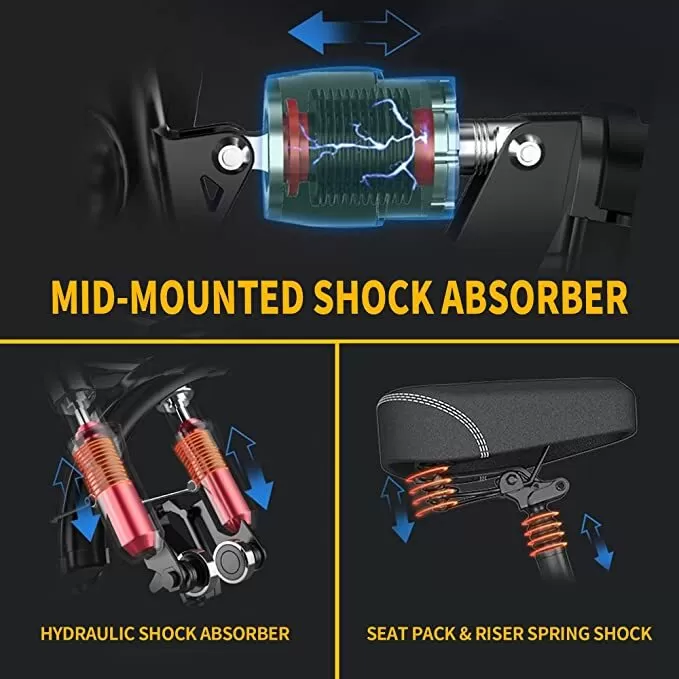 Multi-Shock Absorption Electric Bike,400W Motor 22MPH Max Speed, 14” Tire, 48V 15AH Removable Battery - Amazon