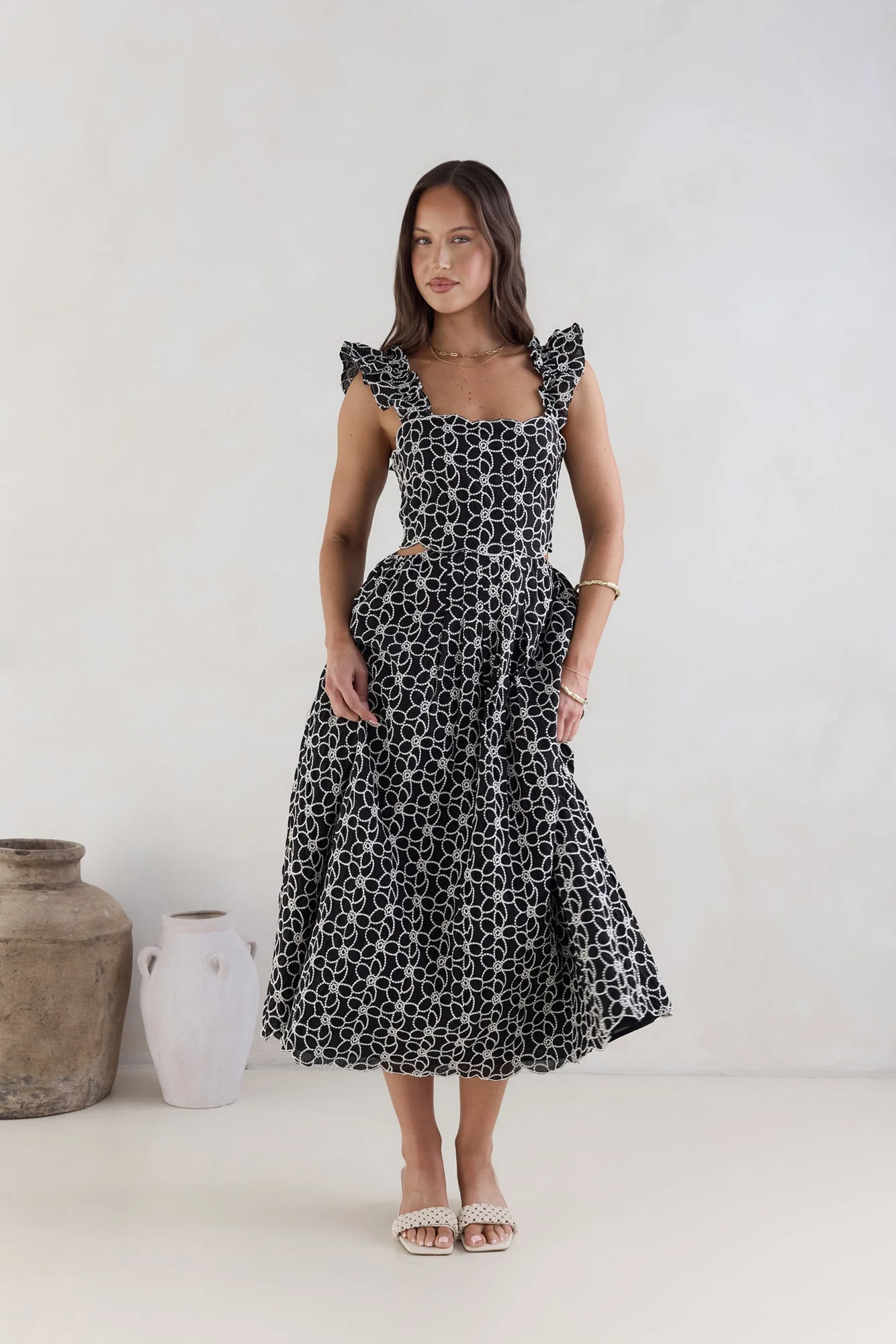 Uncharted Bliss Midi Dress Black