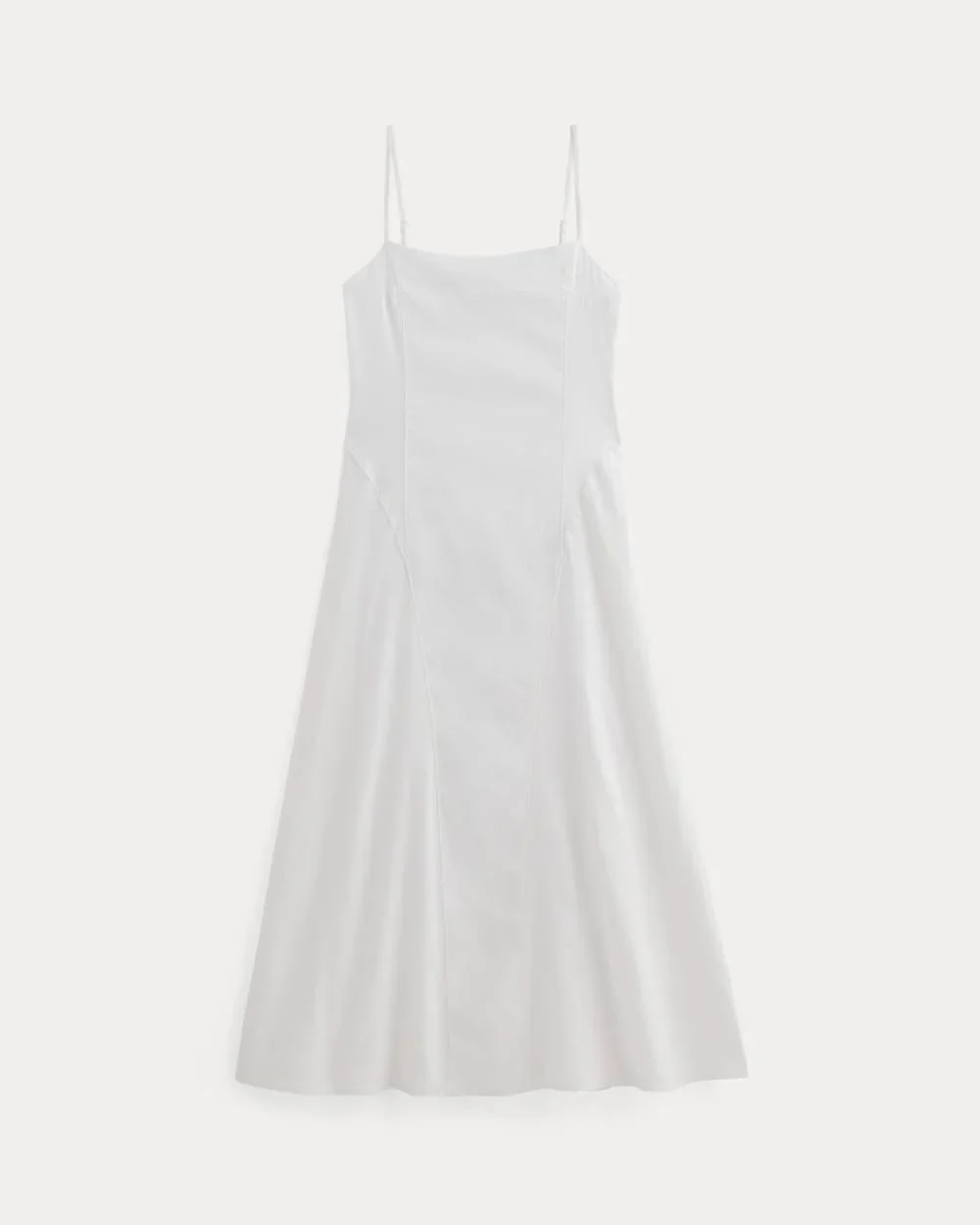 The Seamed Dress in Stretch Linen | White