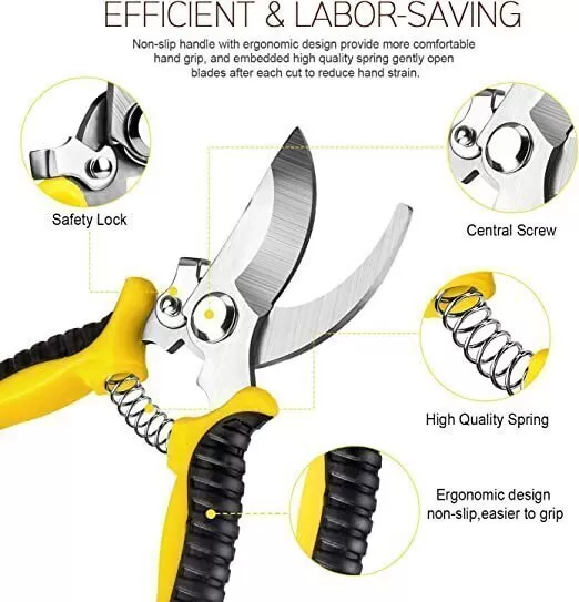 3 Pack Garden Pruning Shears Stainless Steel Blades Handheld Pruners Set - Amazon
