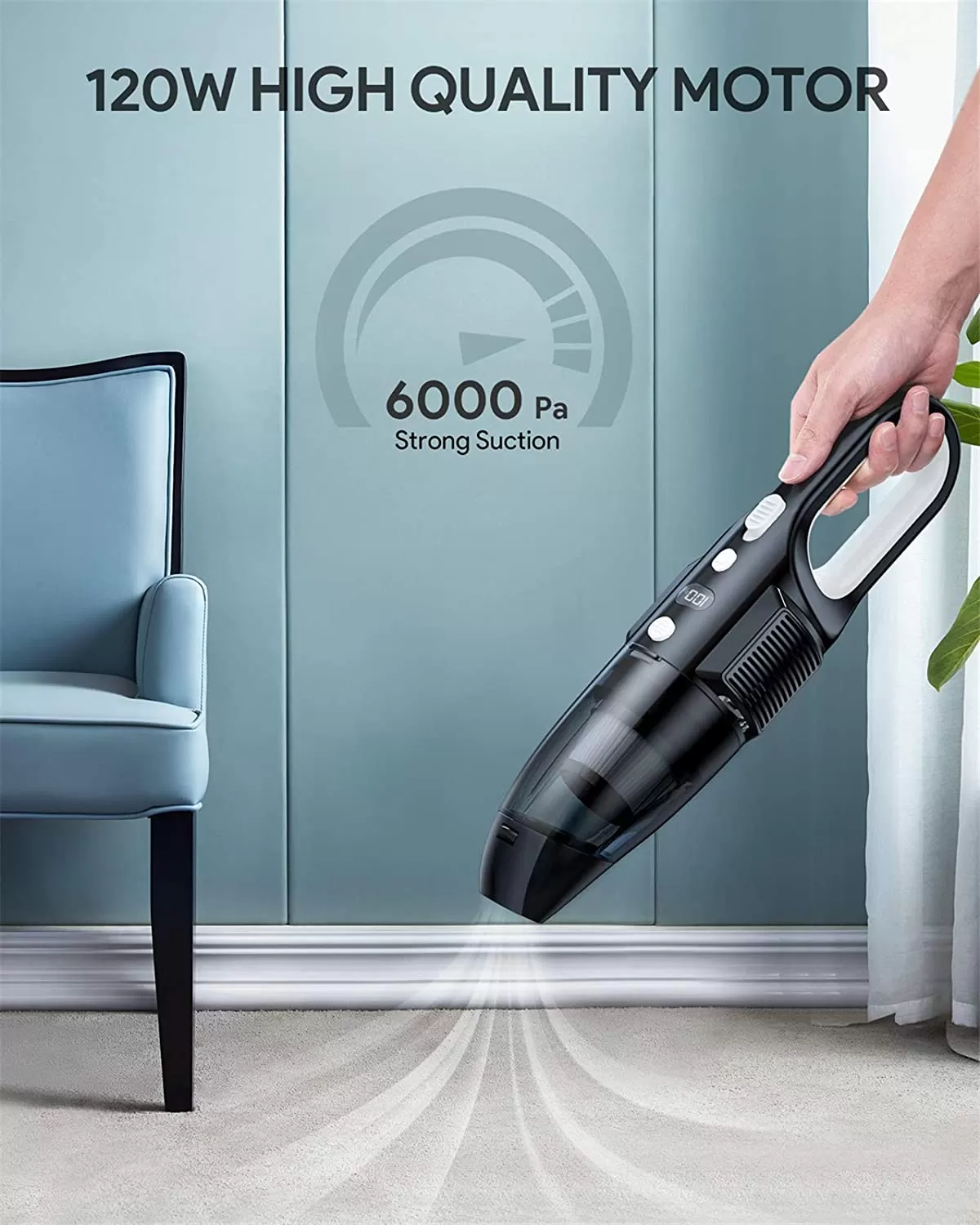 Handheld Vacuum, Cordless Car Vacuum Cleaner with 6KPa Strong Suction and 120W High Power - Amazon