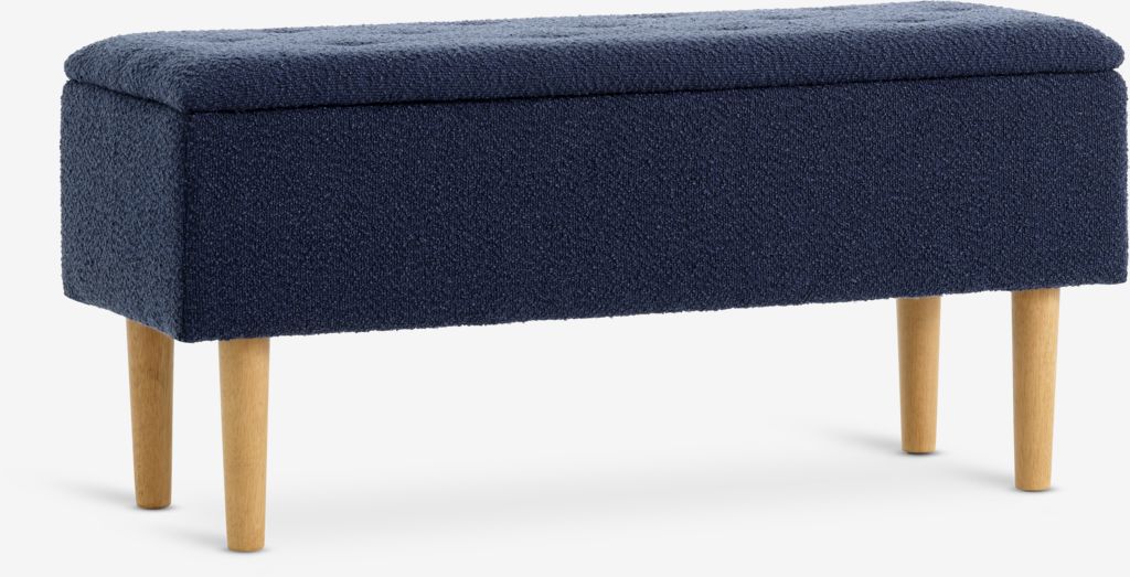 Bench BADSTED w/storage dark blue fabric - Amazon