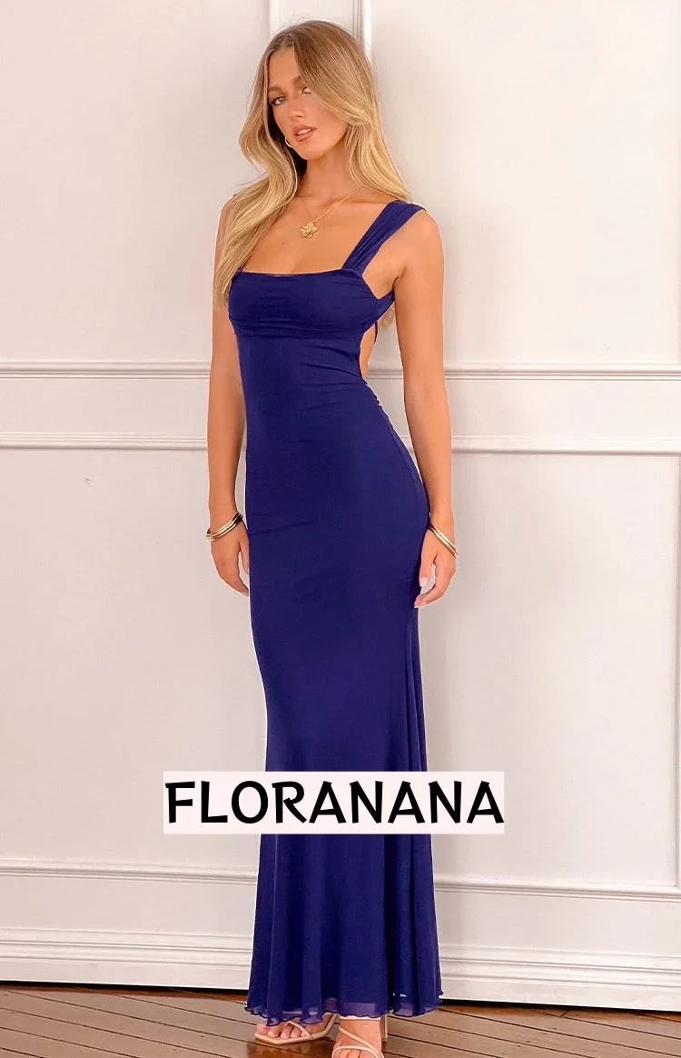 Beverley Navy Mesh Maxi Dress
