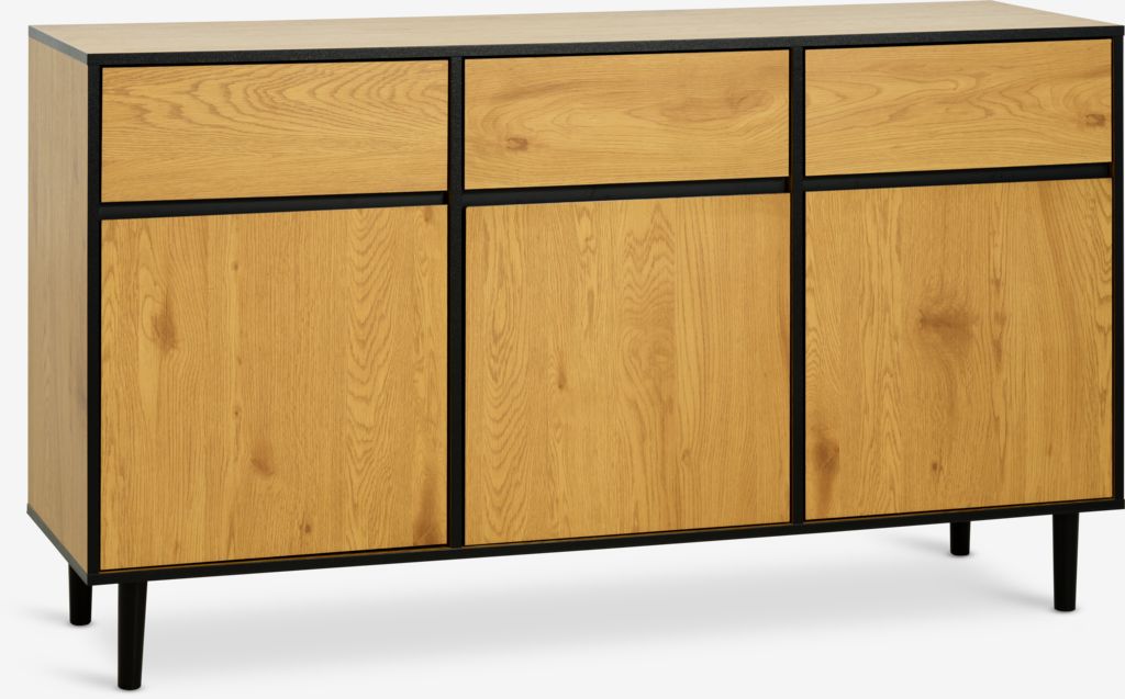 Sideboard ODENSE 3 doors + 3 drawers oak/black - Amazon