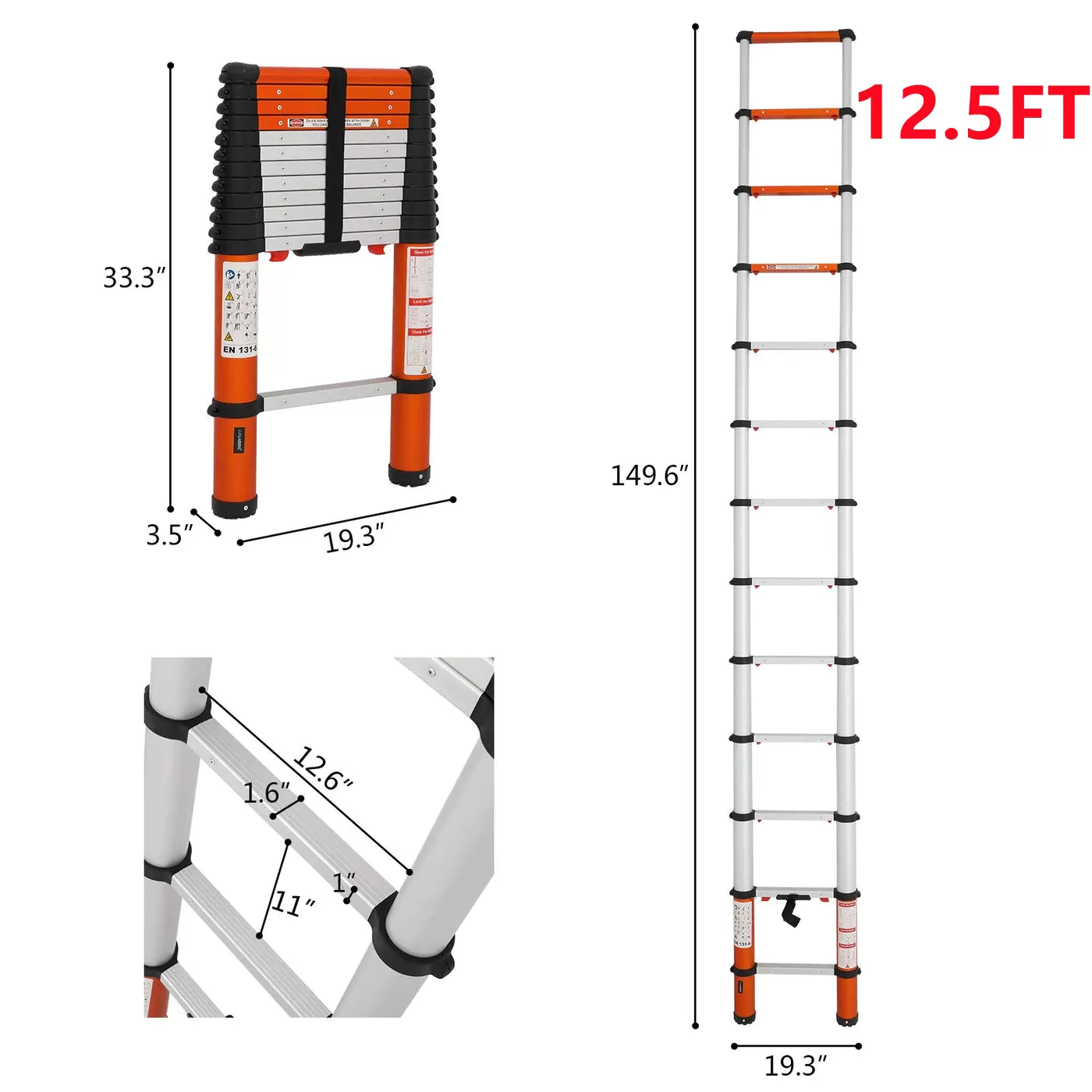 Multi-Use Telescoping Ladder Aluminum Extension Ladder One-Button Retraction 330 Lb Capacity - Amazon