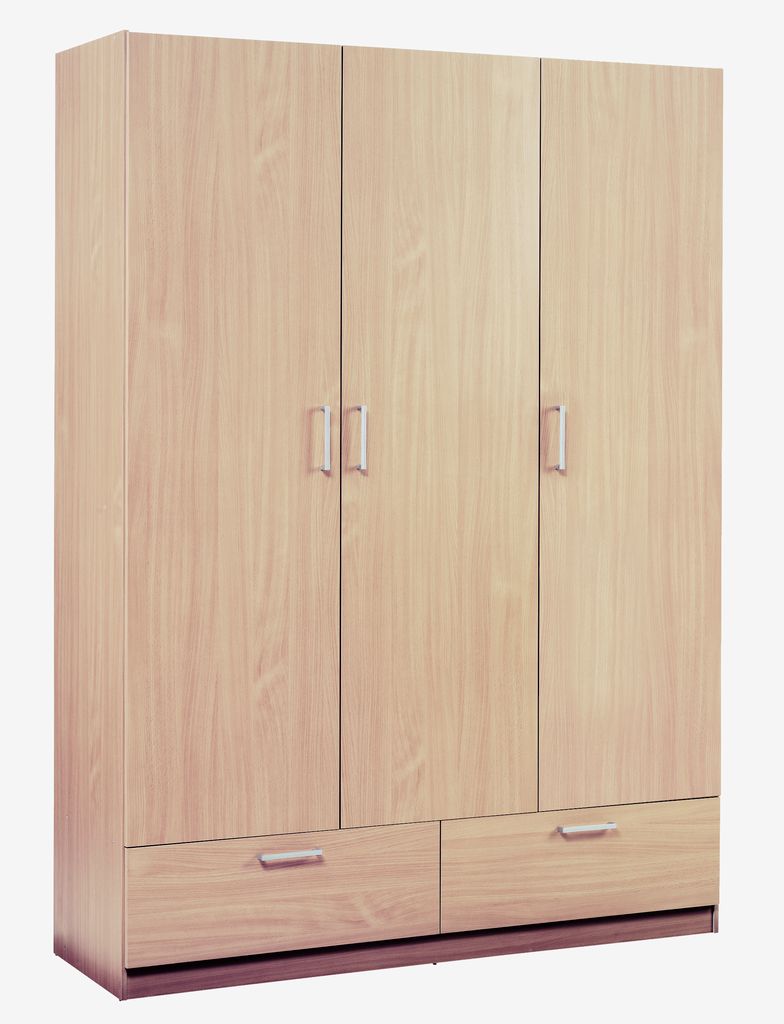 Wardrobe ELLESTED 144x200 3 doors 2 drawers oak colour - Amazon