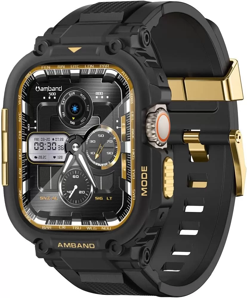 amBand Bands Compatible with Apple Watch 8/7 45mm, M1 Sport Series Rugged Case with Strap Protective Cover for iWatch 6/SE/5/4/3 42/44/45mm Men Black - Amazon