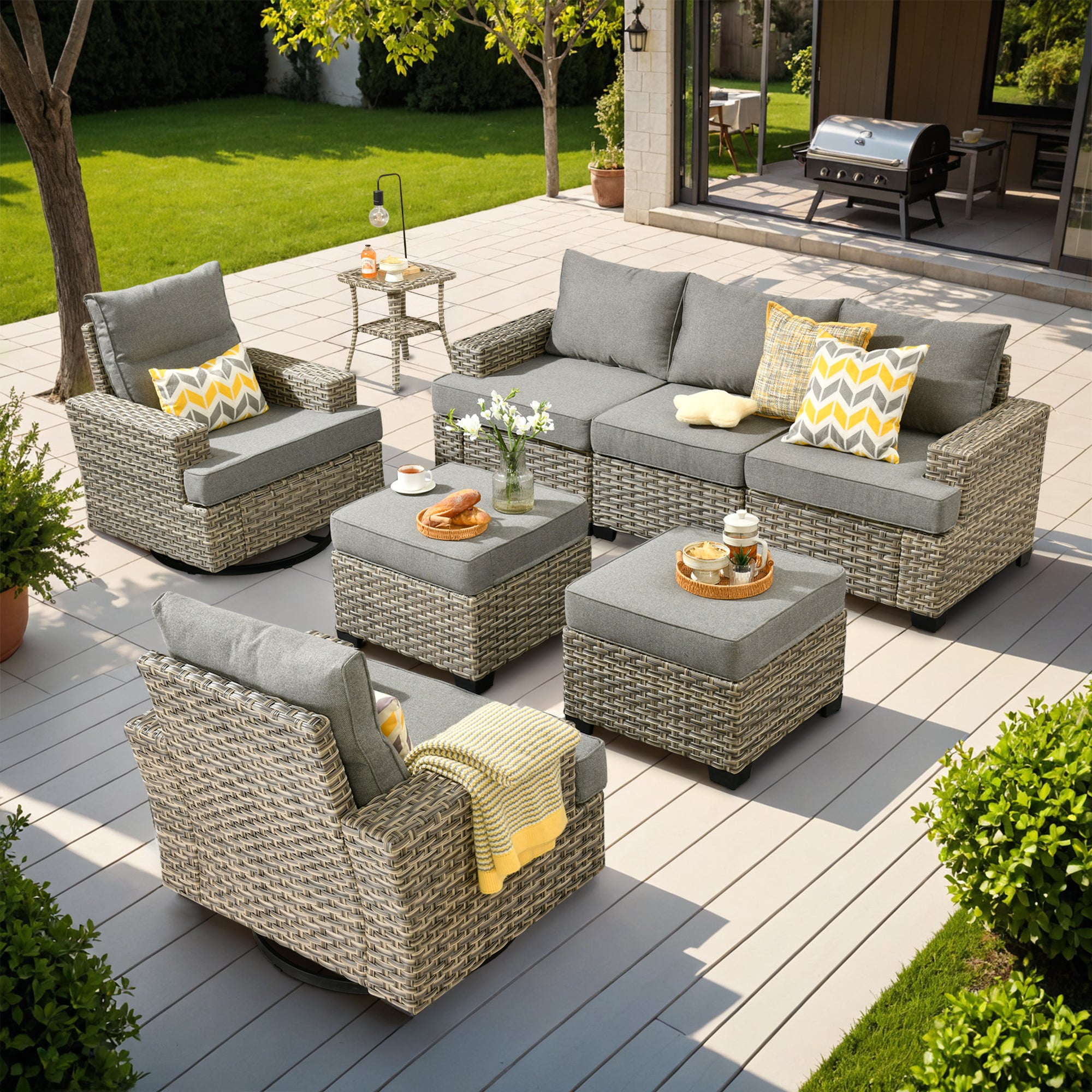 Sectional Patio Furniture Set 8-Piece, Included Swivel Chair - Amazon