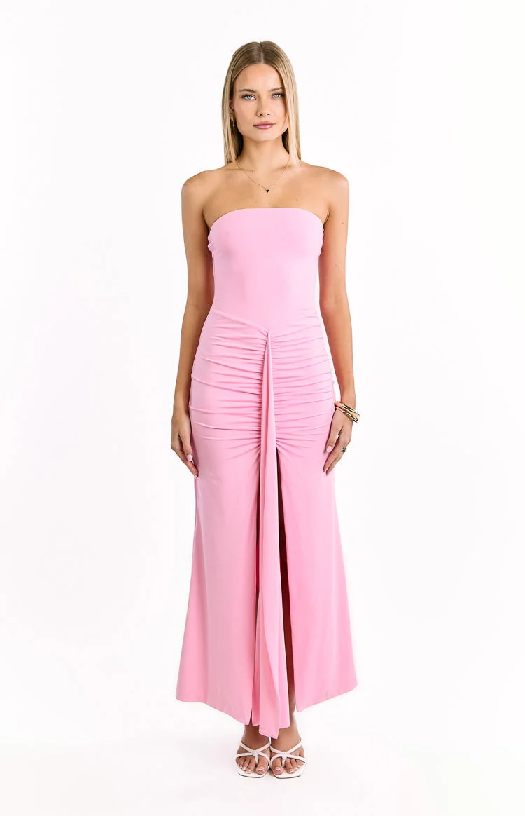 Danielle Pink Strapless Maxi Dress
