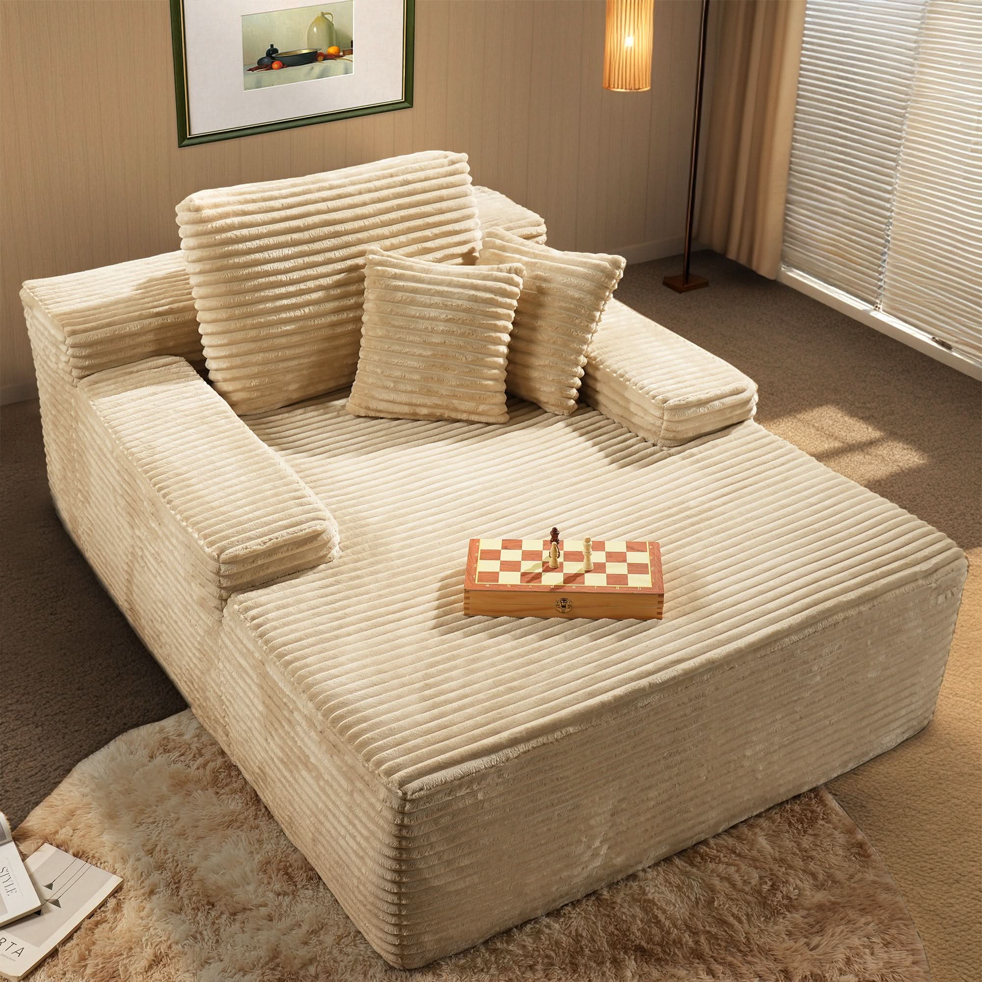 Boneless Chaise Lounge,Luxurious Faux Fur, No Assembly Required - Amazon