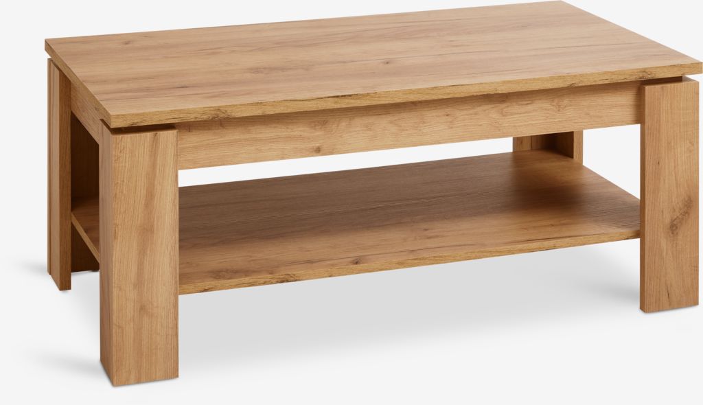Coffee table LINTRUP 60x110 1 shelf natural oak colour - Amazon