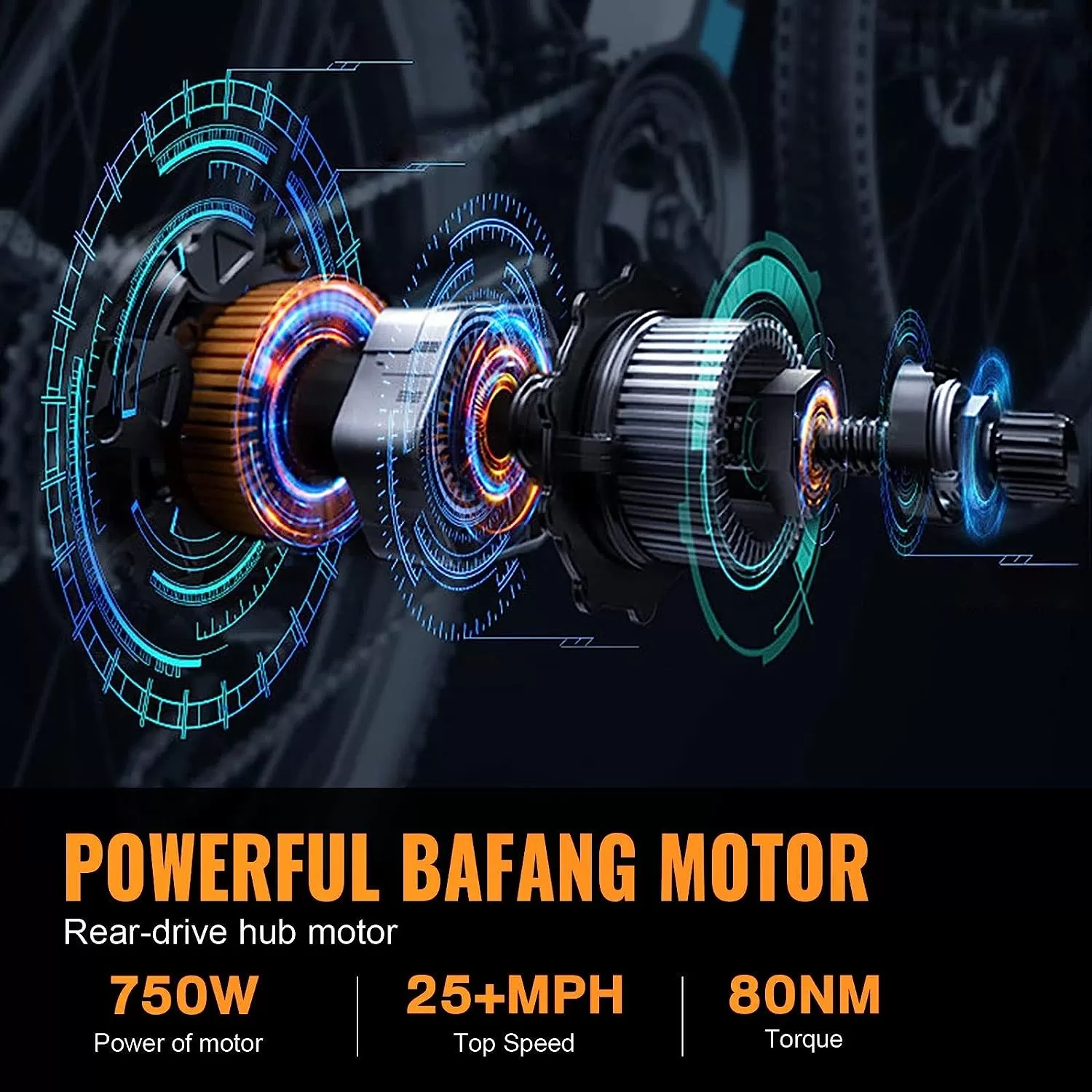 BFISPORT EB26 Electric Bike for Adults 750W/Peak 1000W Electric Bicycle 48V 15AH LG Battery Electric Bike 26