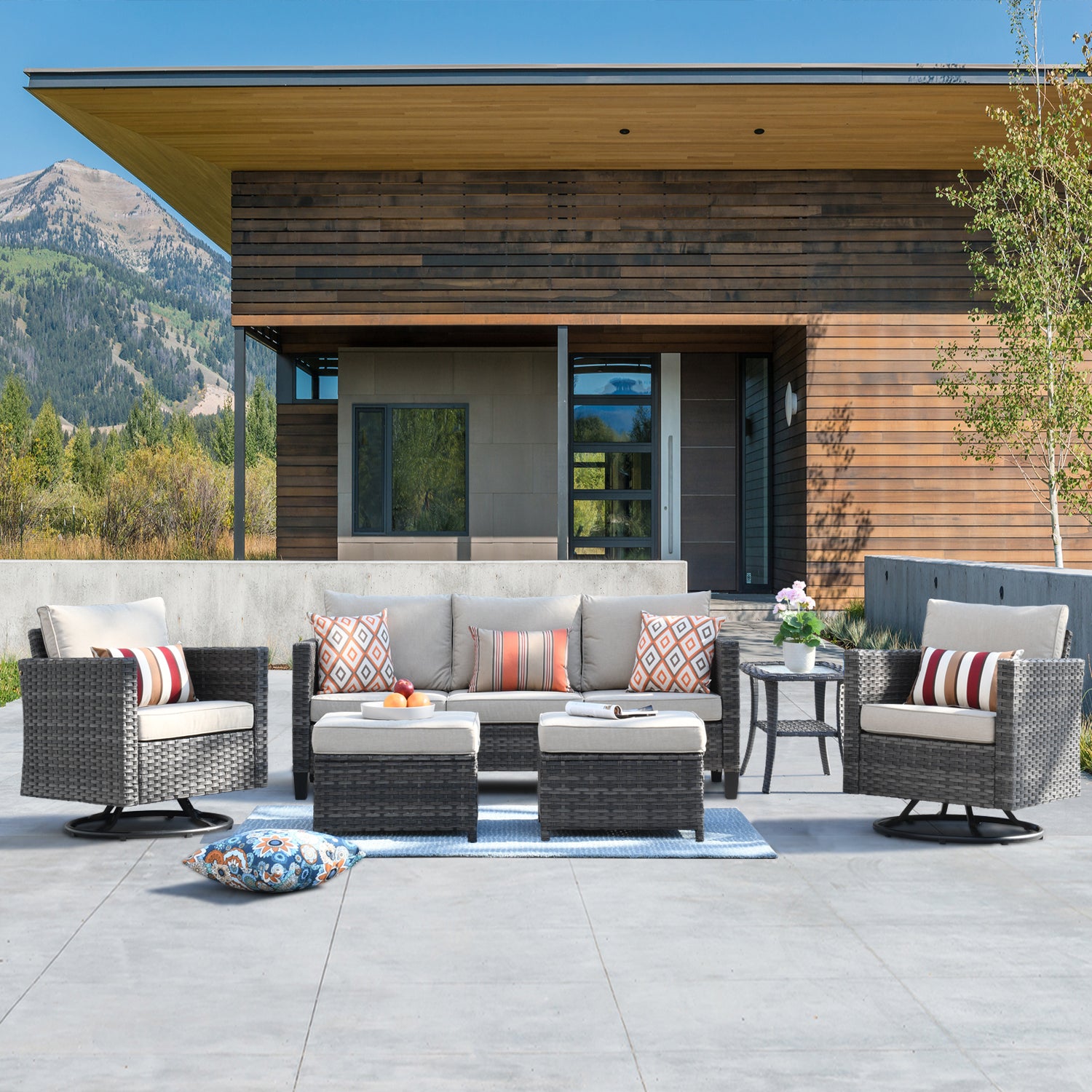 Patio Furniture Set 6-Piece with Swivel Rocking Chairs and Table - Amazon