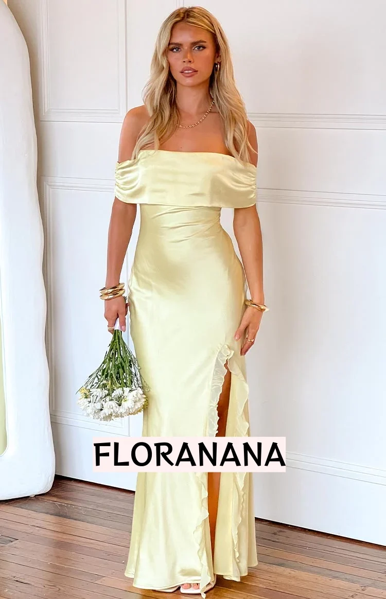 Anica Yellow Off Shoulder Maxi Dress