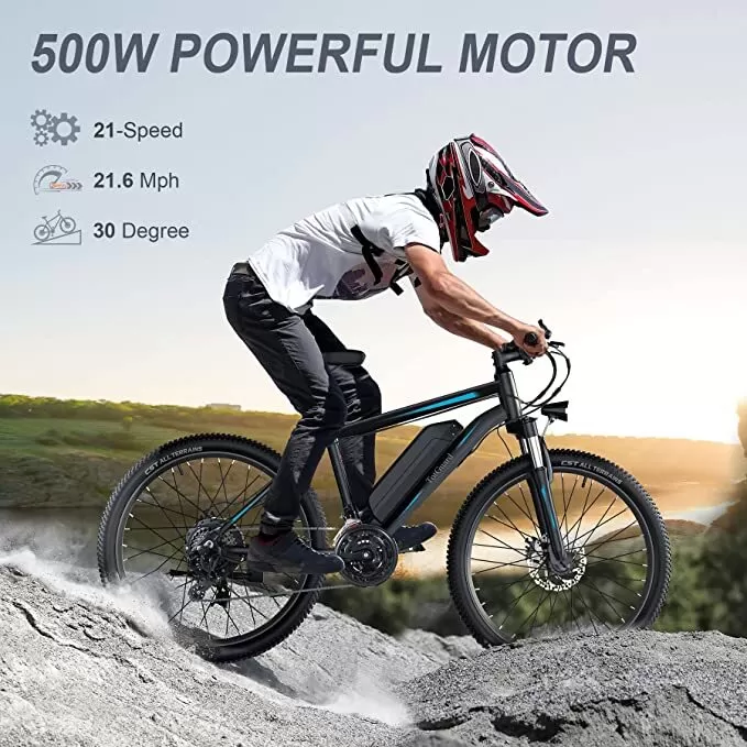 27.5'' E-Bikes with 500W Motor, 21.6MPH Mountain Bike with Lockable Suspension Fork, Removable Battery, Professional 21 Speed Gears Bicycle - Amazon