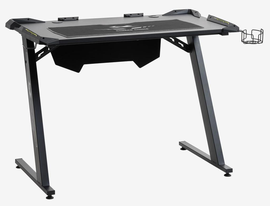 Gaming desk LINDHOLM with LED/cup holder black - Amazon