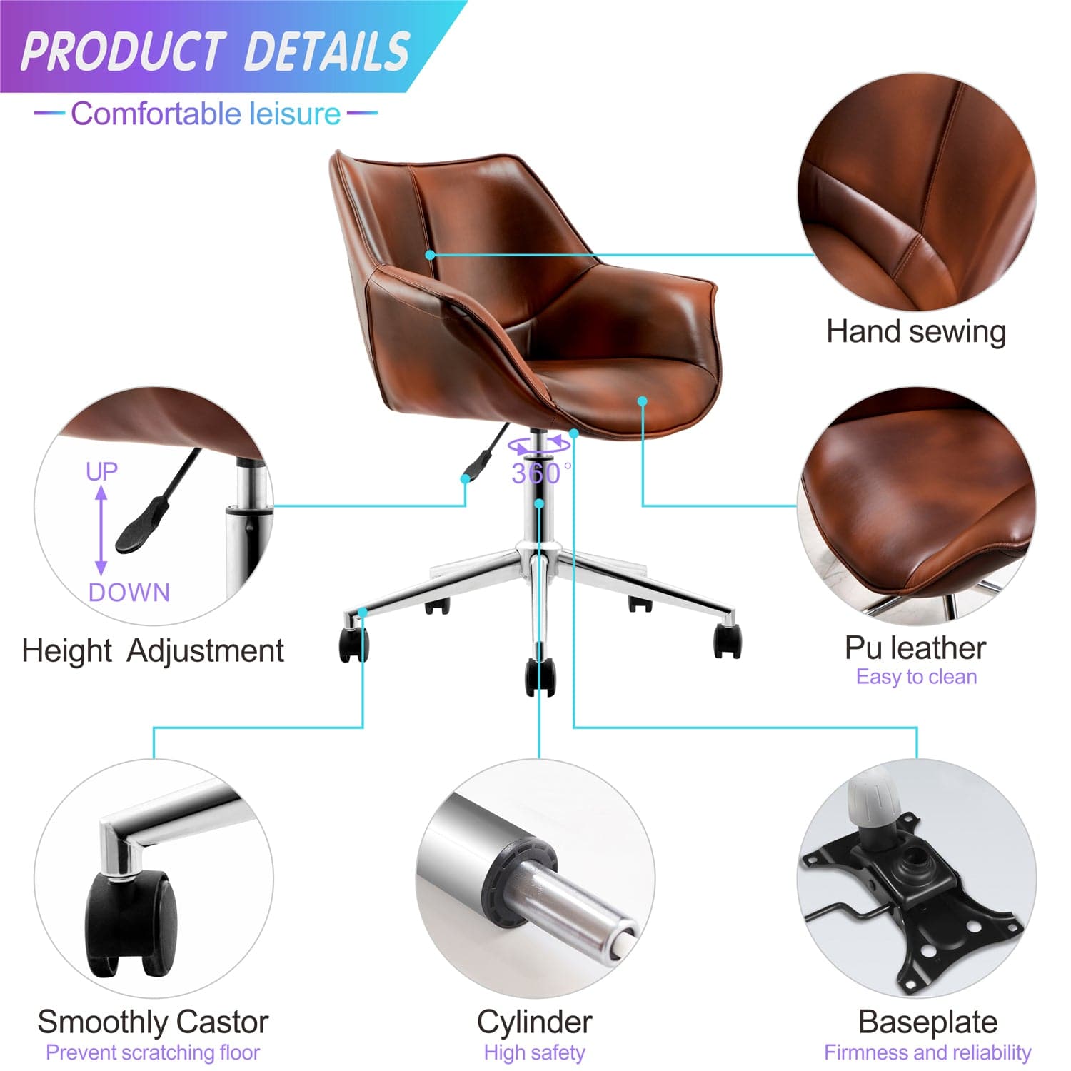 Office Chair, Faux Leather (Pu) For Home Office - Amazon
