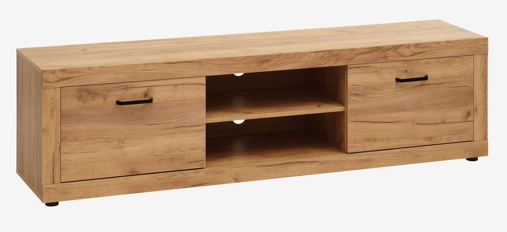 TV bench LINTRUP 2 doors natural oak colour - Amazon