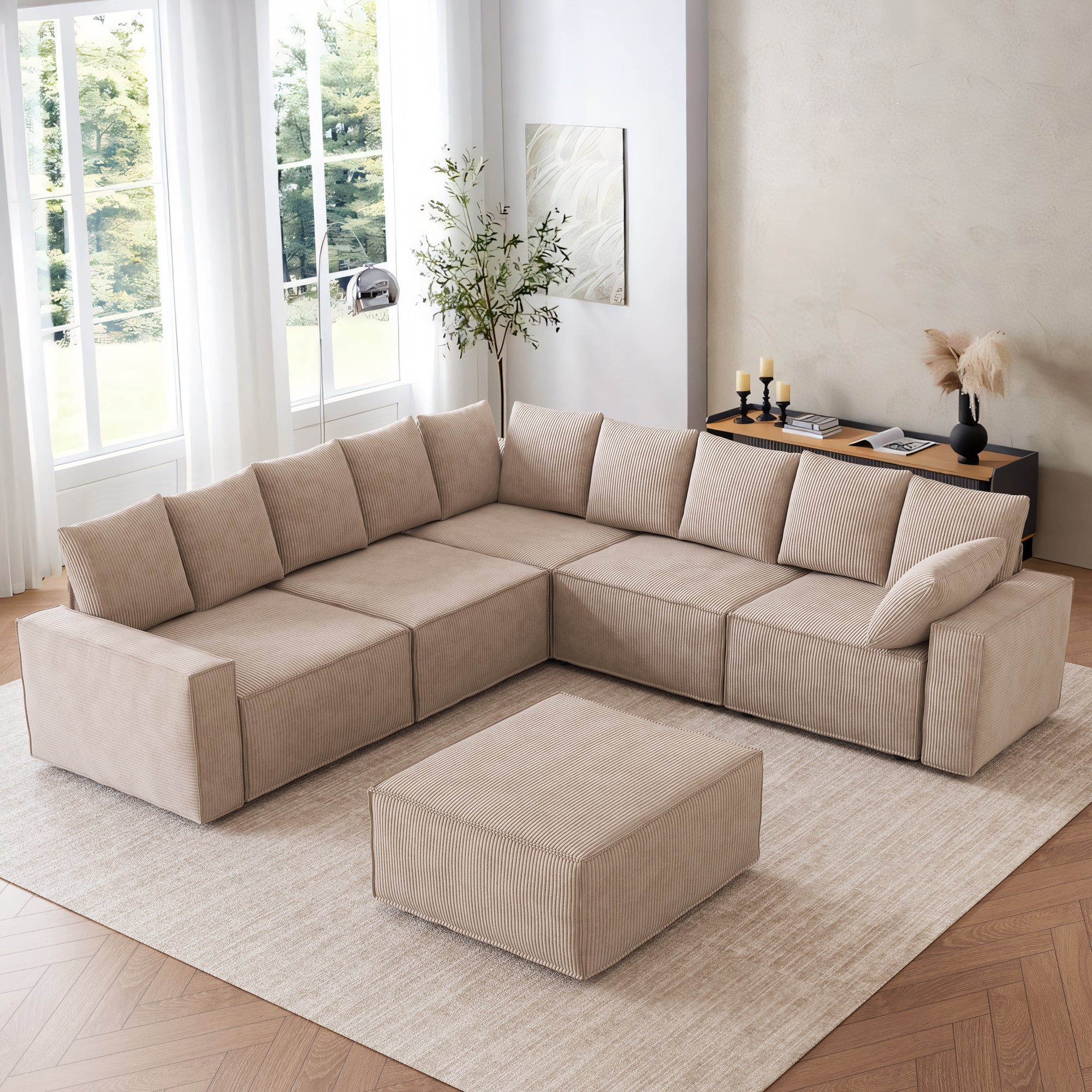 Living Room Modular Couch 6-Pieces Set, Wide Armrests - Amazon