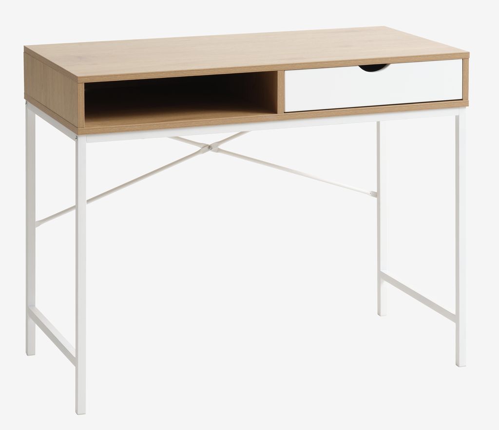 Desk TRAPPEDAL 48x95 1 draw oak colour/white - Amazon