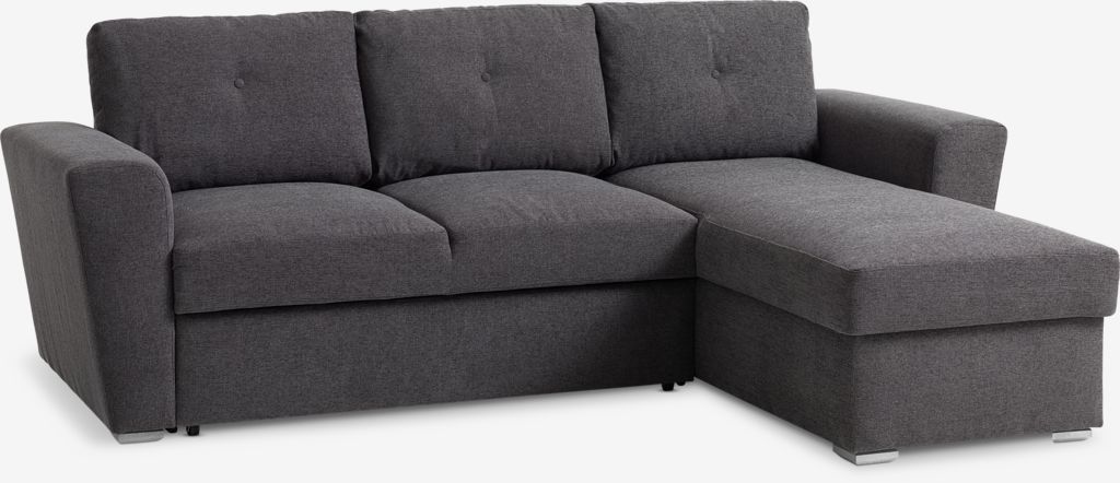Sofa bed chaise longue VEJLBY dark grey fabric - Amazon
