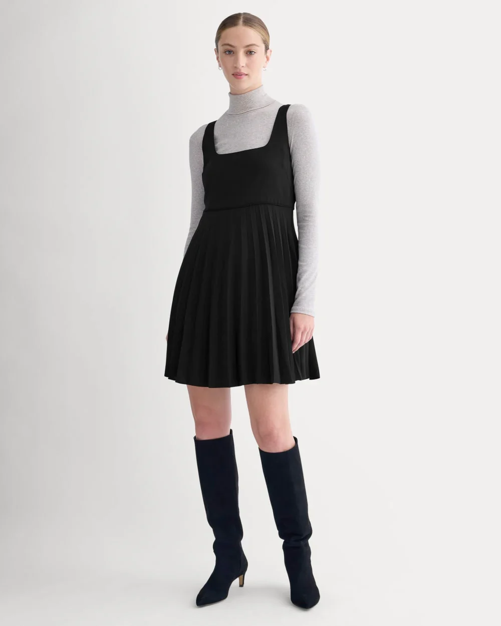 Drapey Crepe Mini Dress | Black