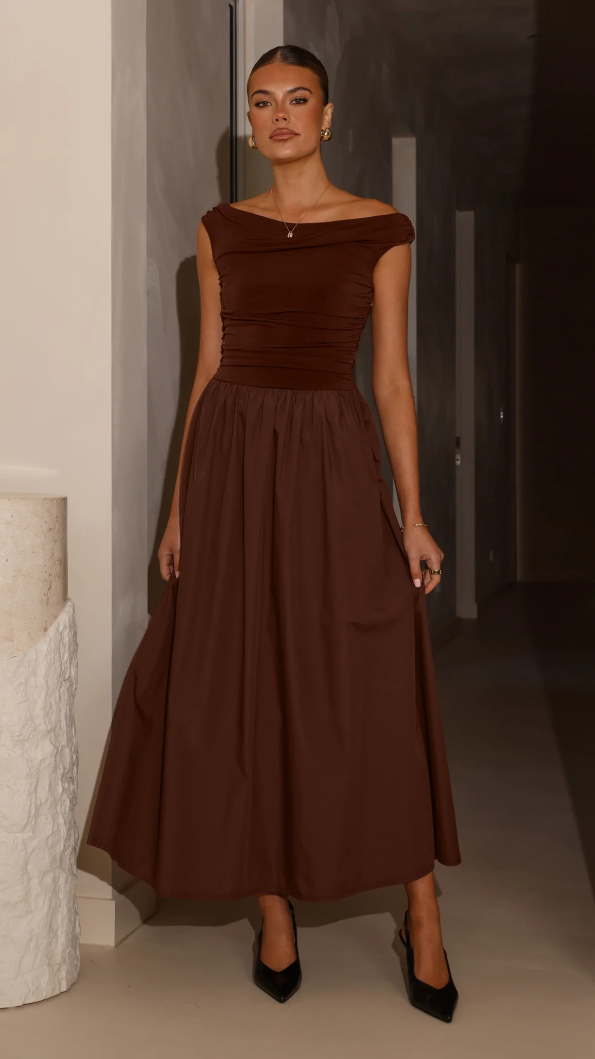 Immy Midi Dress - Brown