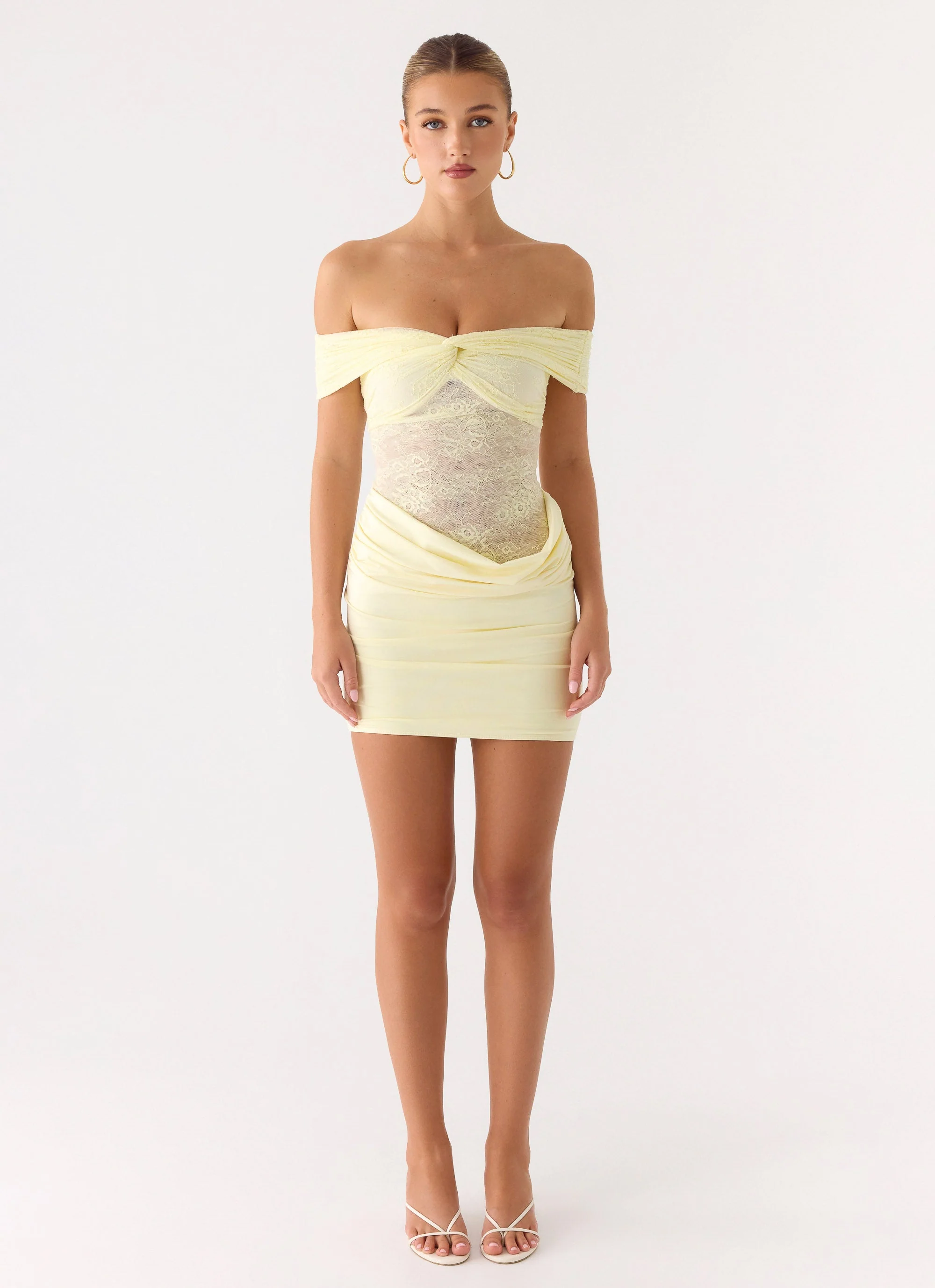 Either Way Off Shoulder Mini Dress - Yellow
