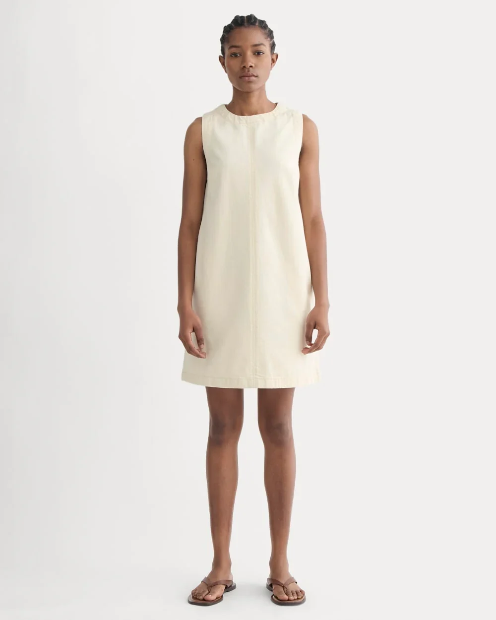 The Denim Shift Dress | Ecru