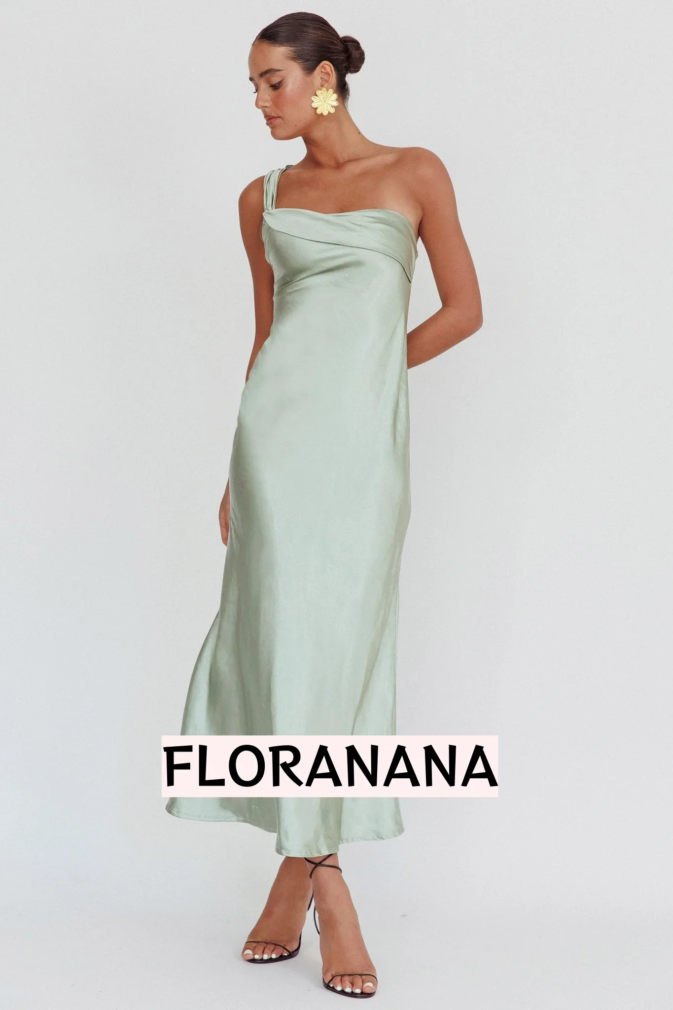 Carmel One-Shoulder Sash Maxi Dress Sage